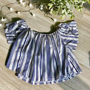 Derek Heart off the shoulder top | Blue and White Stripes | Size small